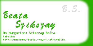 beata szikszay business card