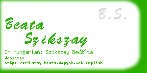 beata szikszay business card